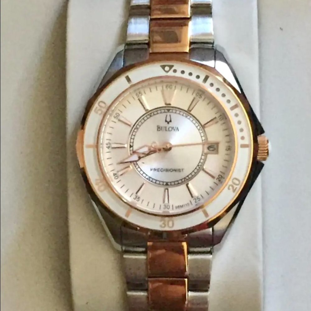 Stunning Brand New Women's Bulova Precisionist Collection Two-Toned Watch
